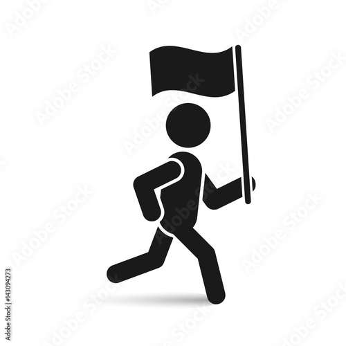Running man with flag, vector illustration.
