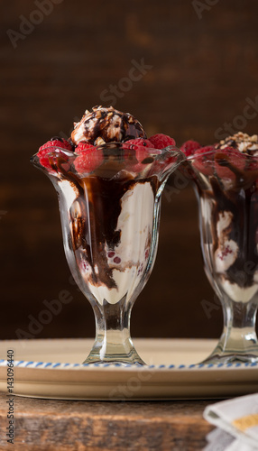Ice Cream Sundae in Vintage Glass