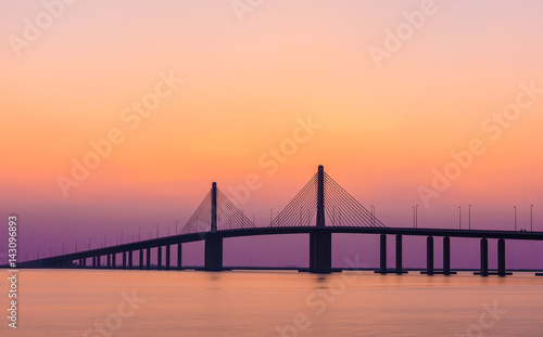 landscape bridge sunset colors sea 