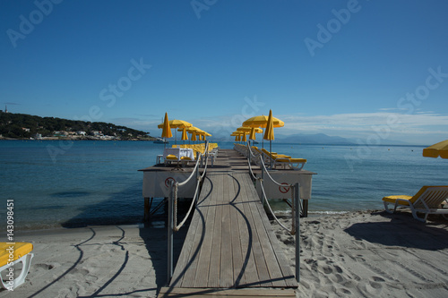 Sunbeds om the pier in France