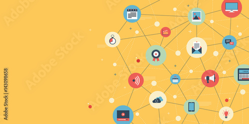 Social media network. Business digital content.