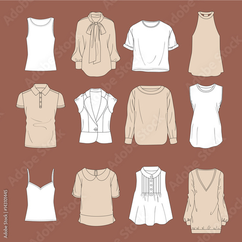 t-shirt and blouses vector illustracion set