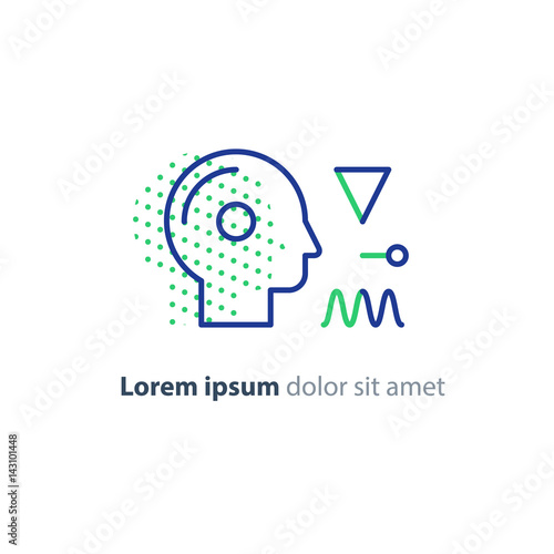 Education concept logo, human head icon, psychology and neuroscience