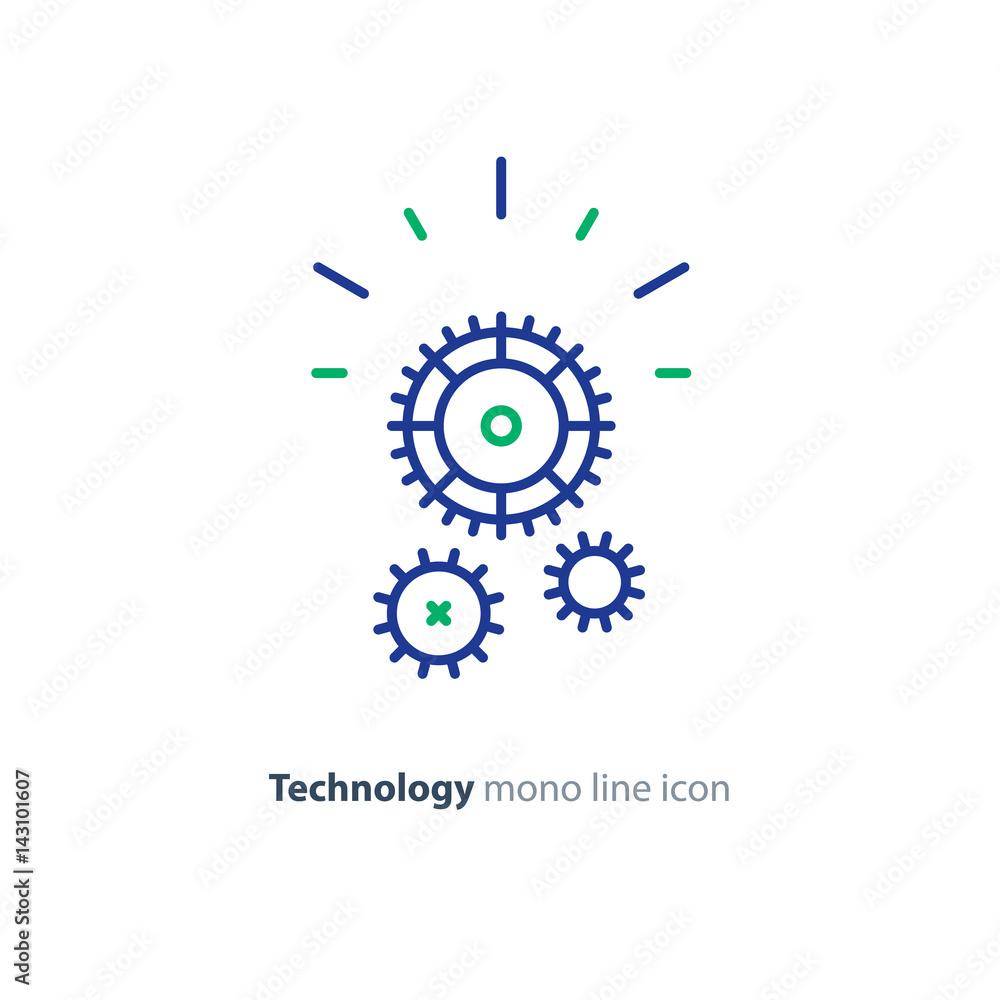 Technical smart solution, cogwheel line icon, integration concept Technical smart solution, cogwheel line icon, integration concept