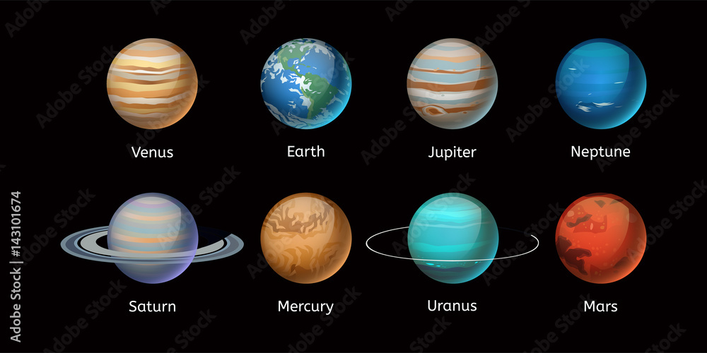 Fototapeta premium Wysokiej jakości planeta układu słonecznego galaktyka astronomia ziemia nauka glob orbita gwiazda ilustracji wektorowych.