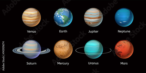 High quality solar system planet galaxy astronomy earth science globe orbit star vector illustration.