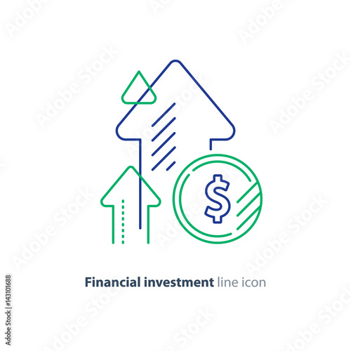 Income increase, lucrative investment, financial growth, fund rising, line icon
