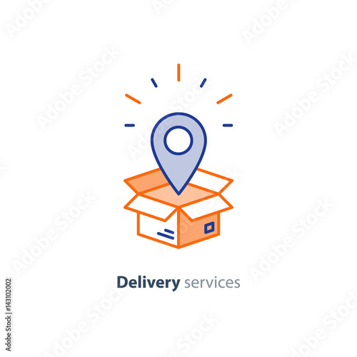 Delivery and packaging, transportation services line icon