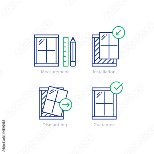 Window replacement order, measurement and dismantling old window icon