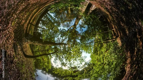 Rabbit Hole Planet Sunset in Park by Lake 360 Degree Sky Reflection in Water Traveling the World Beautiful Landscape Autumn Nature Windy Day Fresh Air