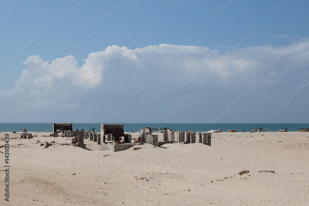 Ocean shore in Rameshwaram, India