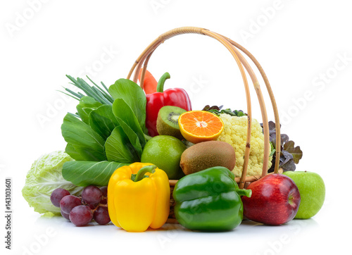 Fototapeta Naklejka Na Ścianę i Meble -  vegetables and fruits on white background