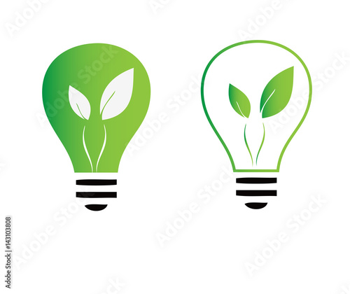 Lightbulb with leaves as green energy concept