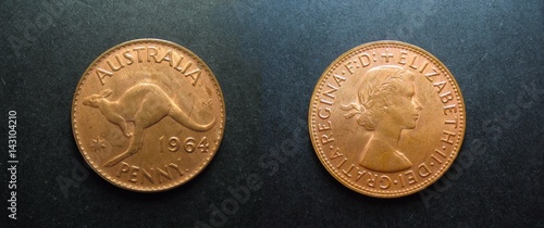 Tableau sur toile Coins Vintage Copper Australian Penny.