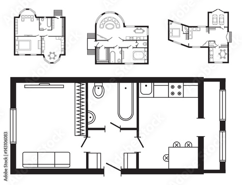 Modern office architectural plan interior furniture and construction design drawing project