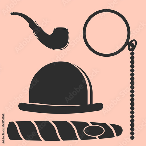 Vintage style design hipster gentleman vector illustration black silhouette design mustache element.