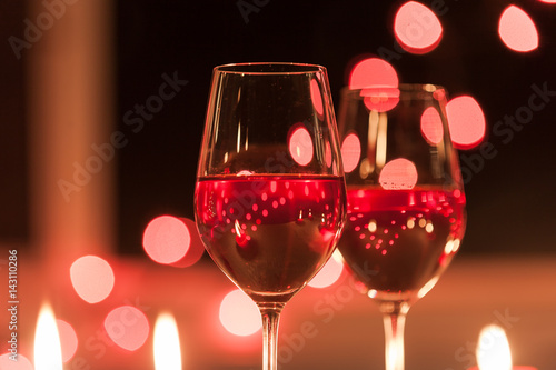 Wine and romance. Romantic candle light dinner. 