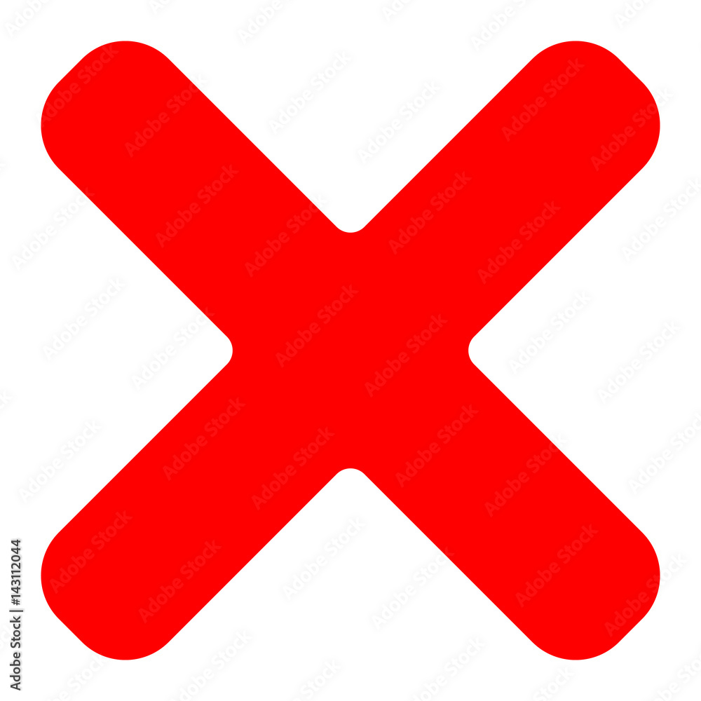 Vecteur Stock Red cross symbol, icon as delete, remove, fail-failure or  incorrect answer icon | Adobe Stock