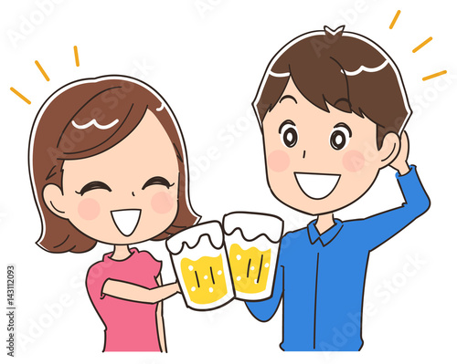 乾杯する男女のイラスト