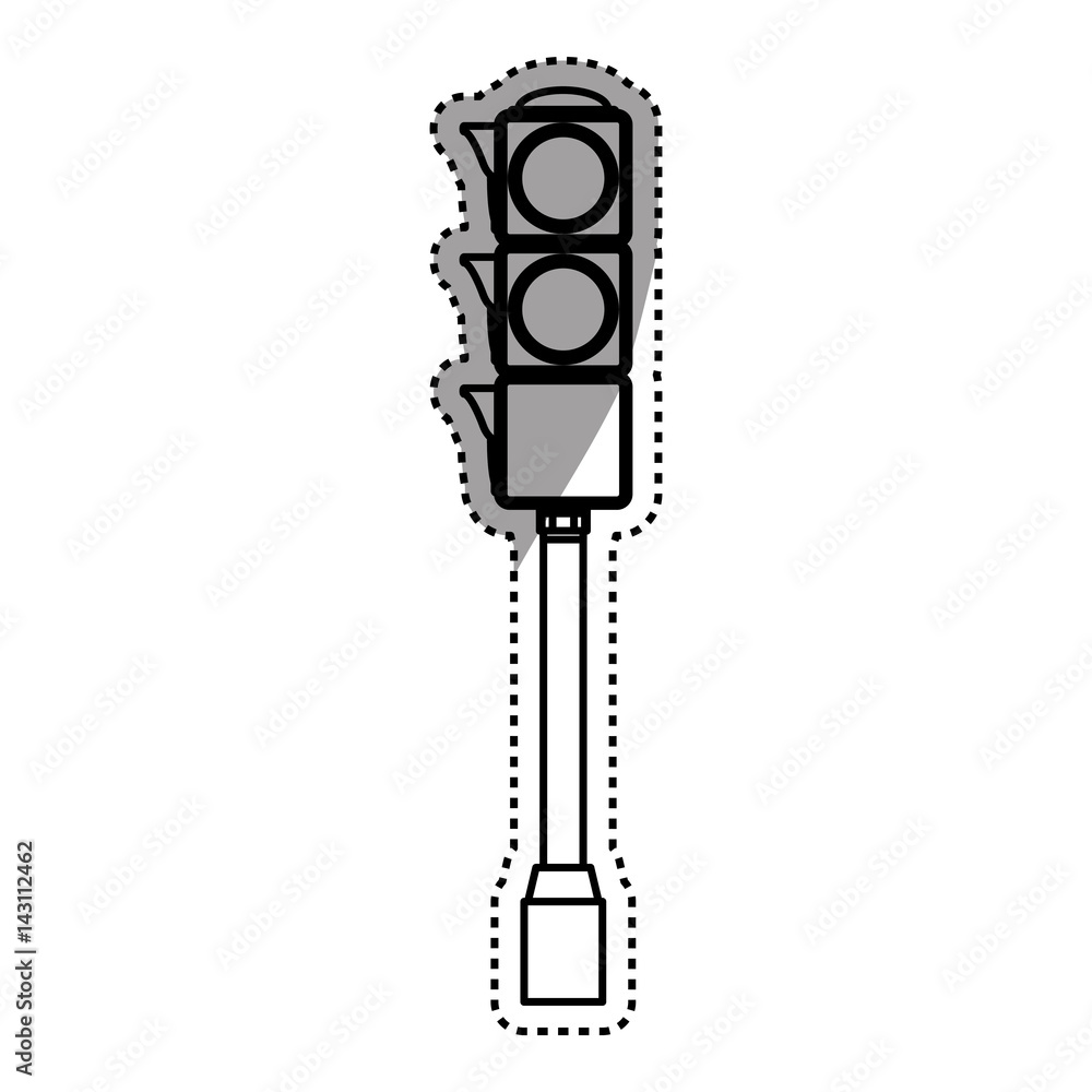 Obraz premium semaphore traffic light post pedestrian vector icon illustration
