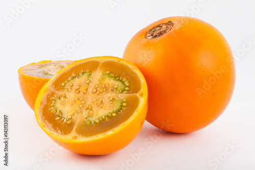 Lulo (Solanum quitoense) on white background photo