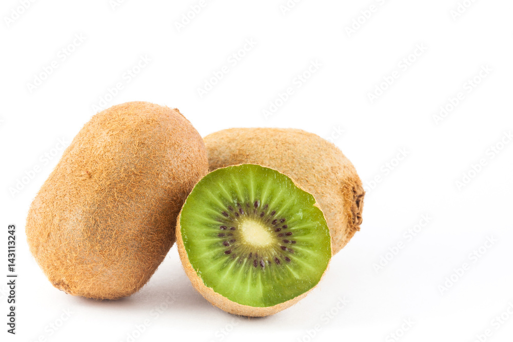 Kiwifruit (Actinidia chinensis) on white background Kiwifruit (Actinidia chinensis) on white background