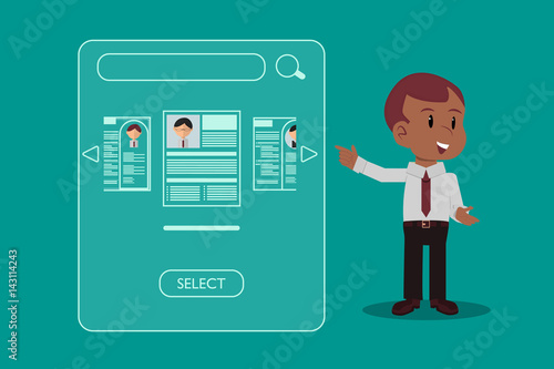 Office staff recruiter reviewing resumes to choose staff. flat style design © Tiago Garcia