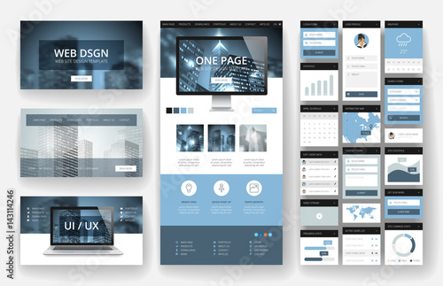 Website design template and interface elements