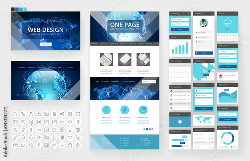 Website design template and interface elements