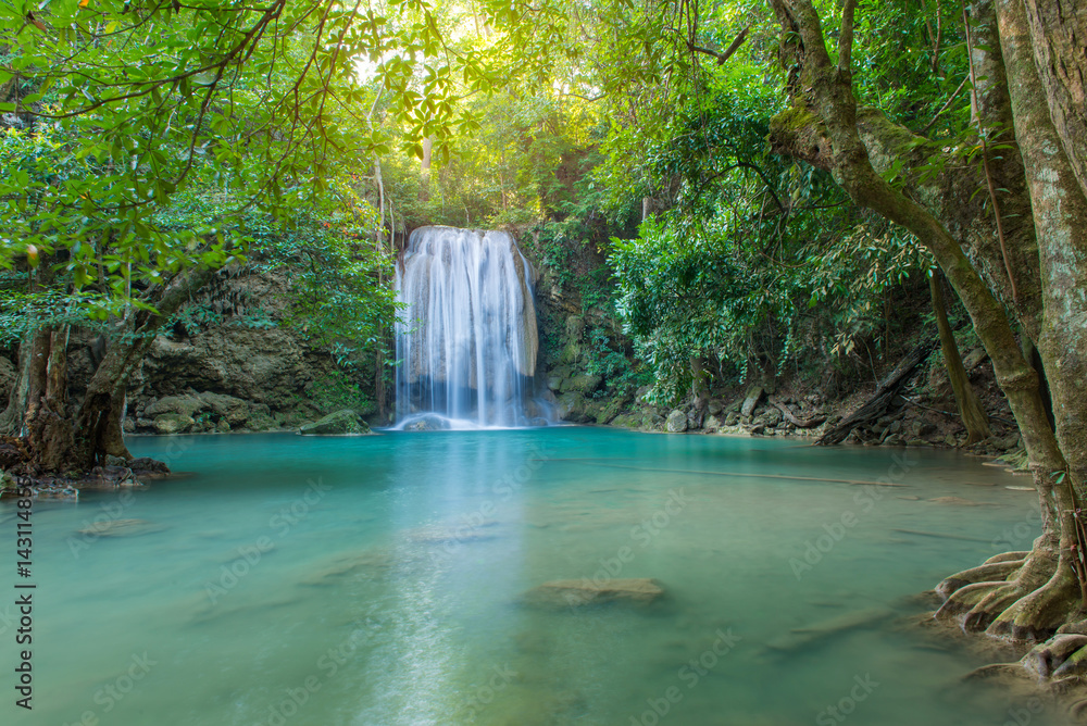 Waterfall in Deep forest at Erawan waterfall National Park, Waterfall in Deep forest at Erawan waterfall National Park,