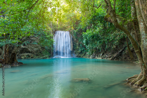 Waterfall in Deep forest at Erawan waterfall National Park,