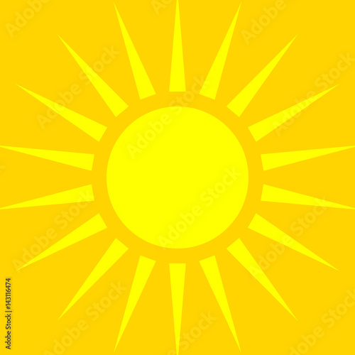 Sun symbol over orange backdrop. Summer background, summer icon