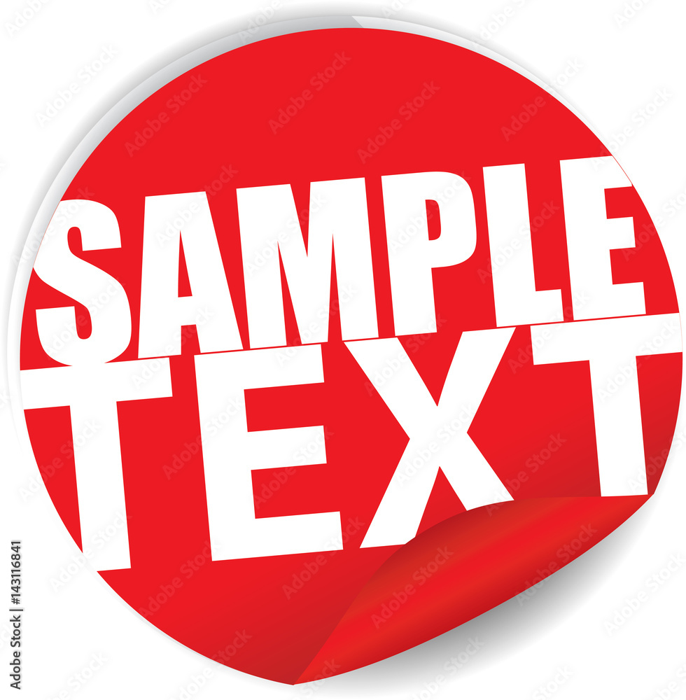 Sample text red Label, Sign, stickers and symbol.