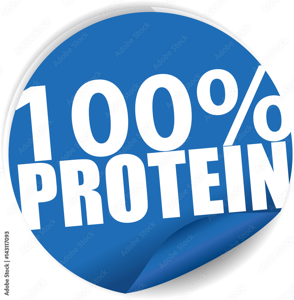 100% protein blue Label, Sign, stickers and symbol. 100% protein blue Label, Sign, stickers and symbol.