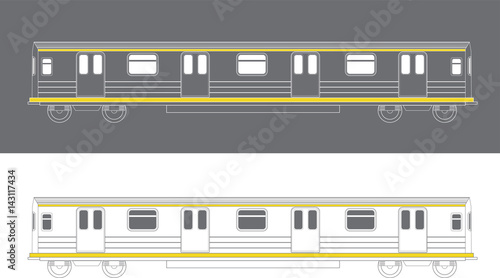 NY Subway car line drawing
