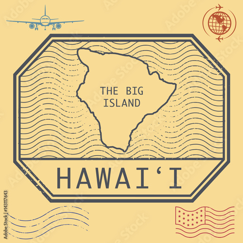 Retro vintage postage stamps set Hawaii, The Big Island
