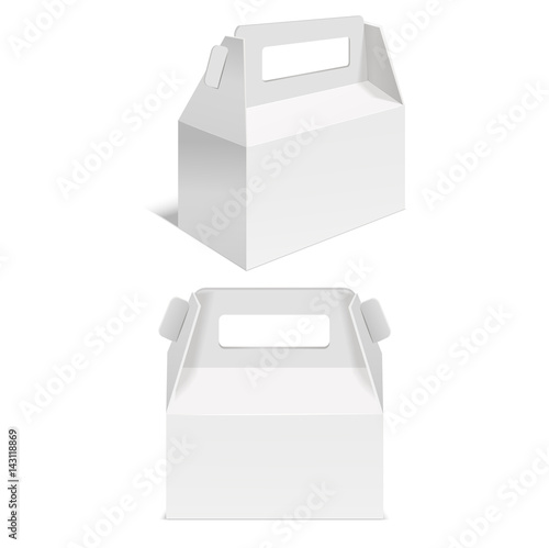 Realistic Template Blank White Paper Folding Box. Vector