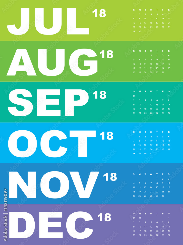 Template of calendar for 2018 Template of calendar for 2018