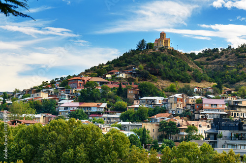 View of old city and Tabor Monastery in Tbilisi, Georgia
