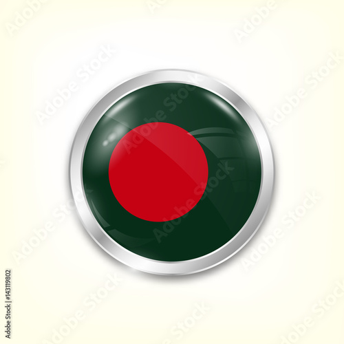 Free Download Round button national flag of Bangladesh with the reflection of light and shadow. Icon country. Realistic vector illustration. - GFXLoad