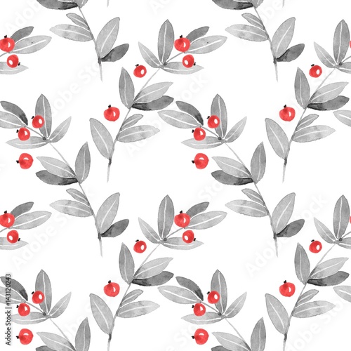 Floral seamless pattern. Watercolor leaves