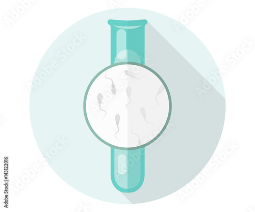 Flask with sperm. Flat illustration, eco, artificial insemination, Children in vitro.