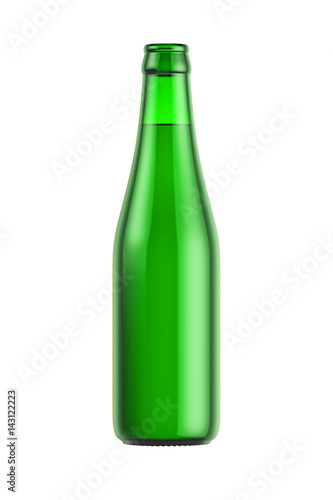 Green glass bottle isolated on white background, 3D rendering