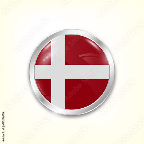 Free Download Round button national flag of Denmark with the reflection of light and shadow. Icon country. Realistic vector illustration. - GFXLoad