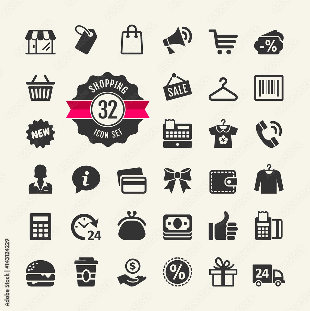 Shopping Web Icon Collection. Shopping Vector Illustration