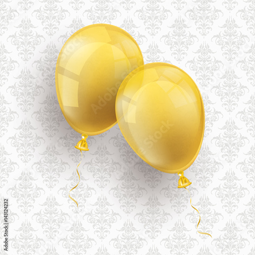 2 Golden Balloons Ornaments Wallpaper
