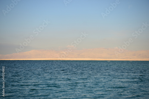 Coast of the Dead Sea in the evening