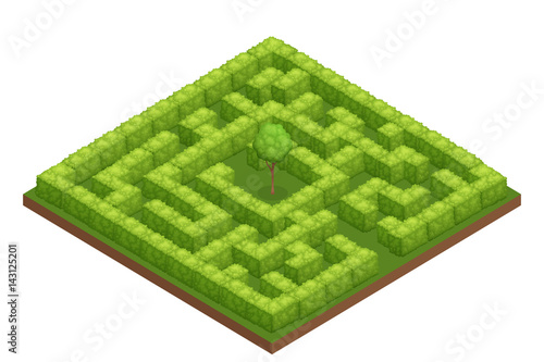 Garden Labyrinth Isometric Composition