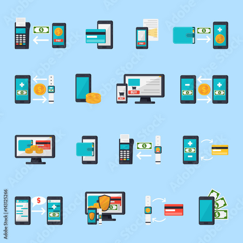 Mobile Commerce Icon Set © Macrovector