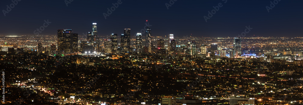  Los Angeles, California, USA downtown skyline at night